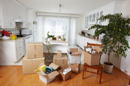Office furniture and equipment prepared for a local Holloway move