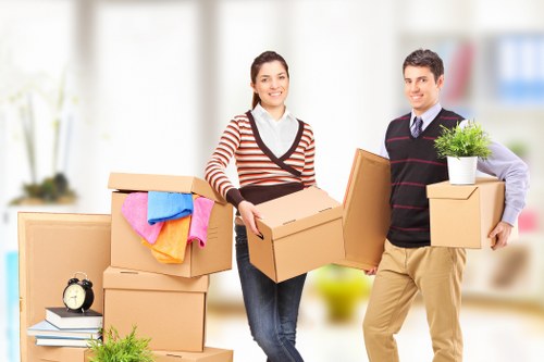 Packed student belongings ready for removals in Holloway