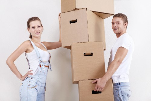 Business IT equipment being prepared for an office move
