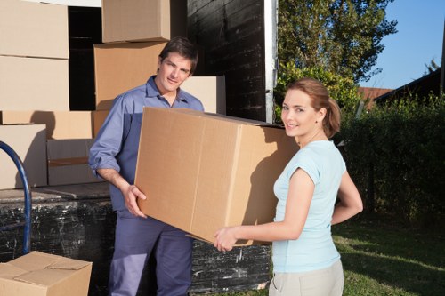 Prepared moving boxes and furniture for a Holloway truck hire service